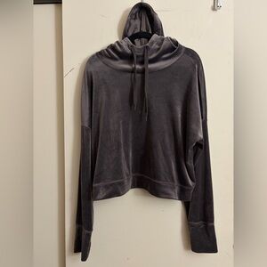 Aerie Offline Velour Essential Cropped Pullover Hoodie Size L